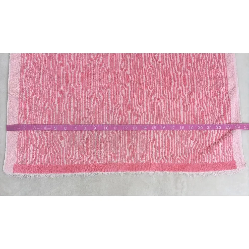 2 Vintage Fieldcrest Pink Towels, 1 Washcloth Zebra Tiger Wood Grain Pattern